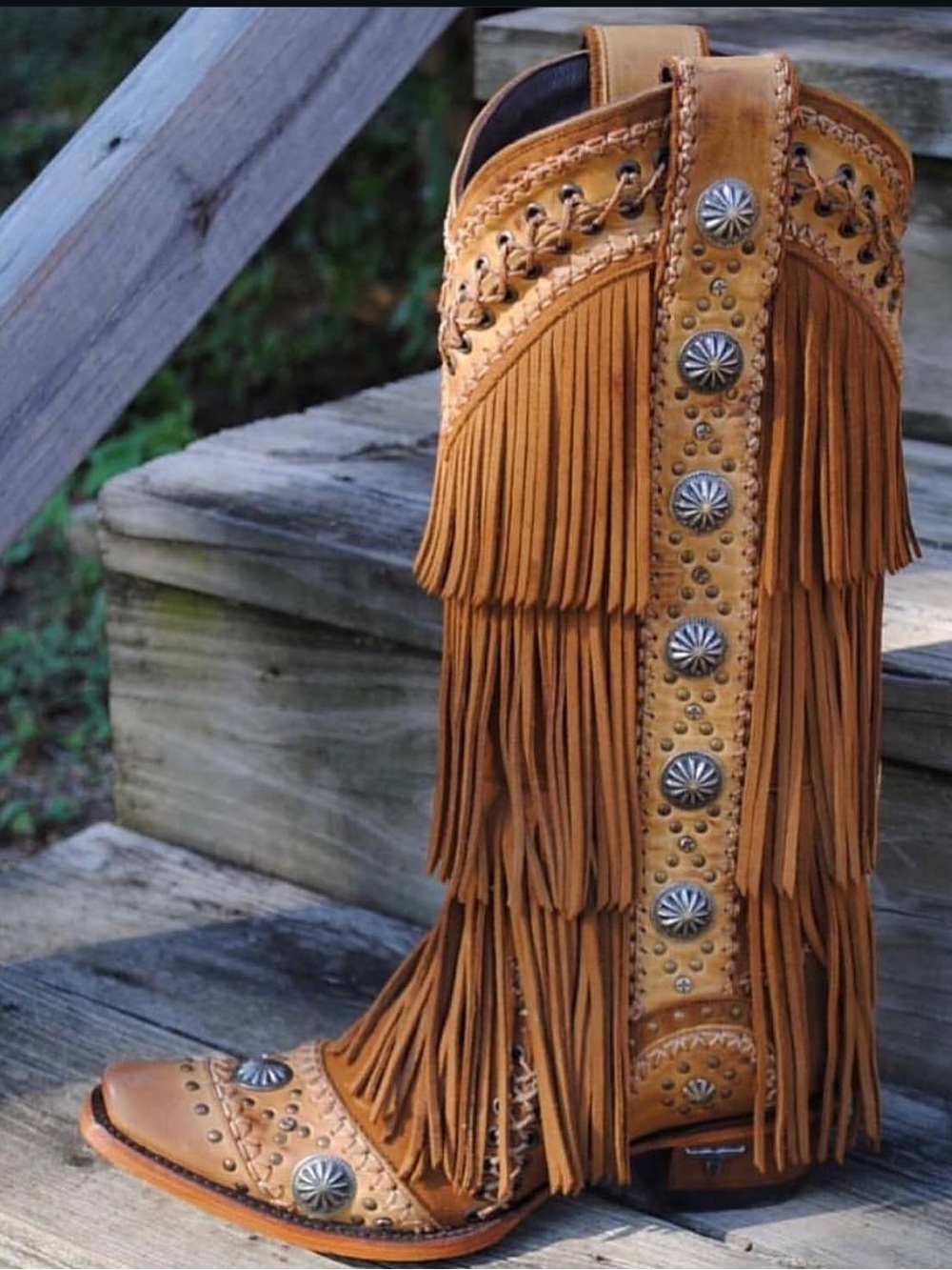 Lane Wind Walker Sandstone Leather Fringe Cowboy Boots